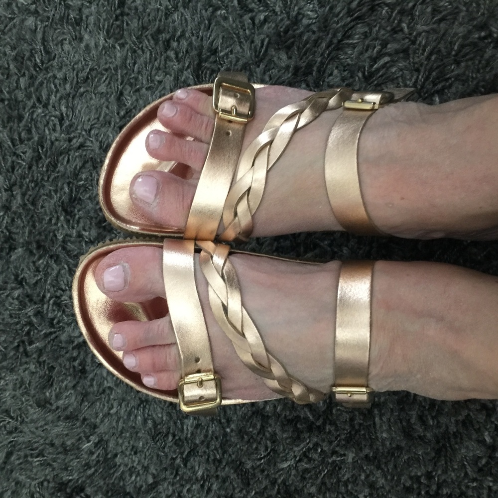 Rebel Brand Birkenstock style sandal in rose gold
